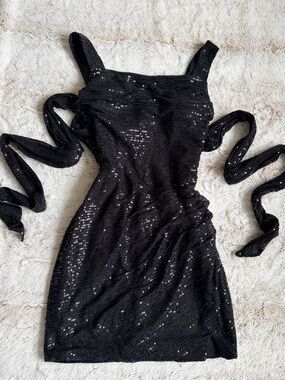 🖤✨ NWT Black Sequin Mini Dress | Mob Wife Y2K Glam Vegas Party Dress Deadstock